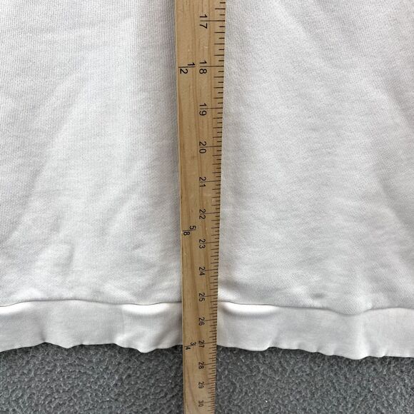 Adidas Essentials Sweater Men's XL White Green Big Spell Out Logo Crewneck Sport - Picture 9 of 10